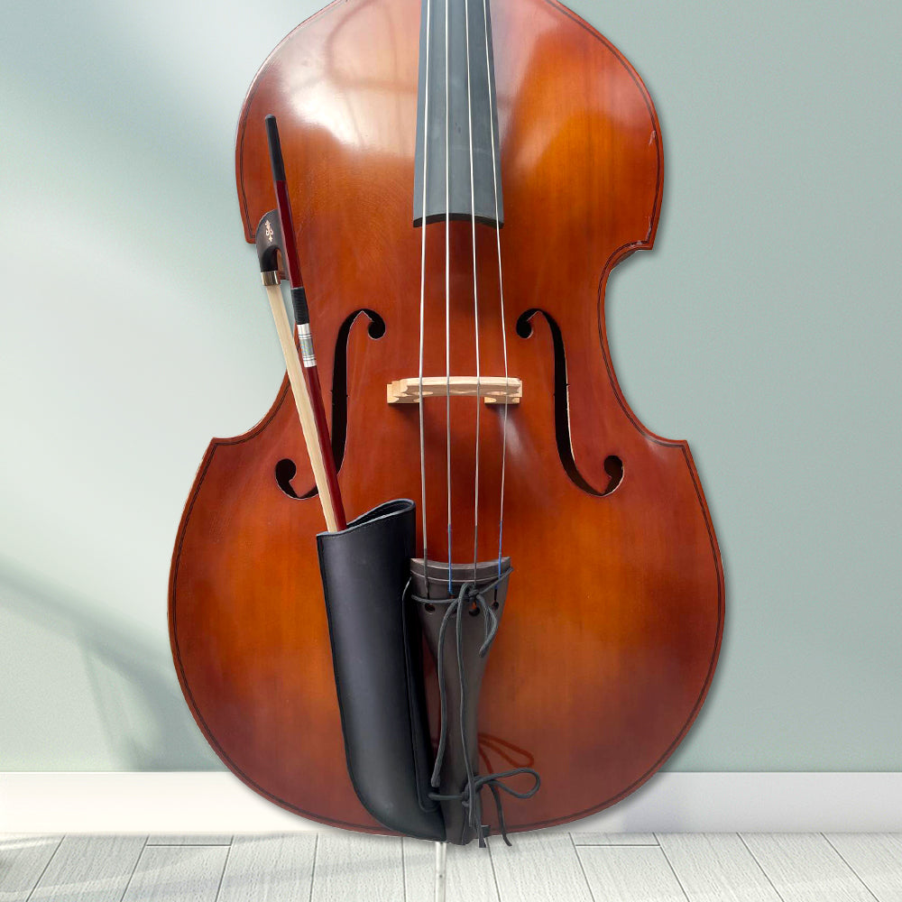 Upright Bass Bow Bag Leather Quiver One Bow Holder for German and French Bass Bow Black (1 Pcs)