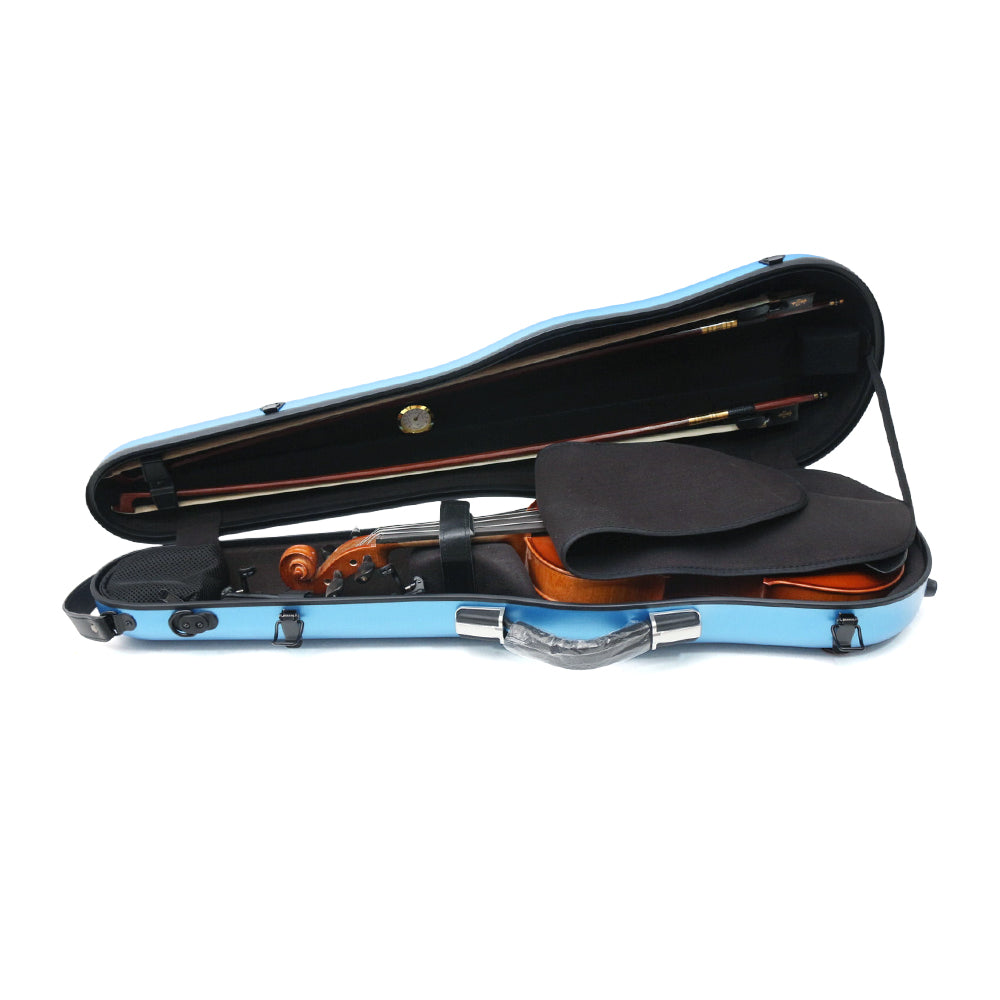 Yinfente Violin Case 4/4 Full Size Violin Box Silver Blue Color Mixed Carbon Fiber Violin Cases Strong Light (Blue)