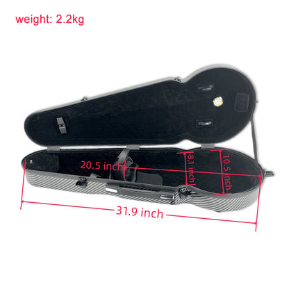 Viola Case 16 Inch Lightweight Carbon Fiber, Adjustable Velcro Neck Pad Suitable for Sizes 15-16.5 Inches, Thickened Lining, Built-In Hygrometer, Sturdy Handle,With Backstraps (Black)