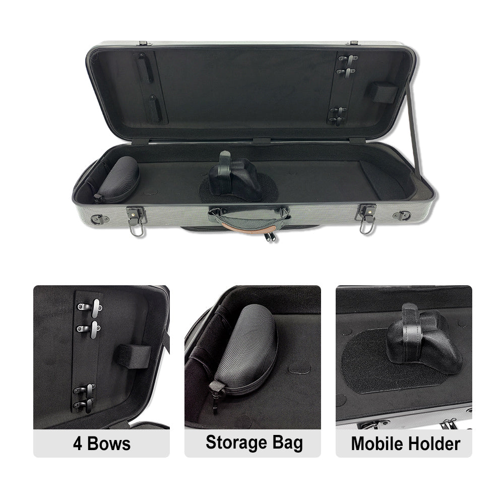 16 Inch Viola Case Durable Carbon Fiber Composite Oblong Viola Box Fit for 15-17Inch Adjustable, Viola Case Lightweight, 2.5 Kg