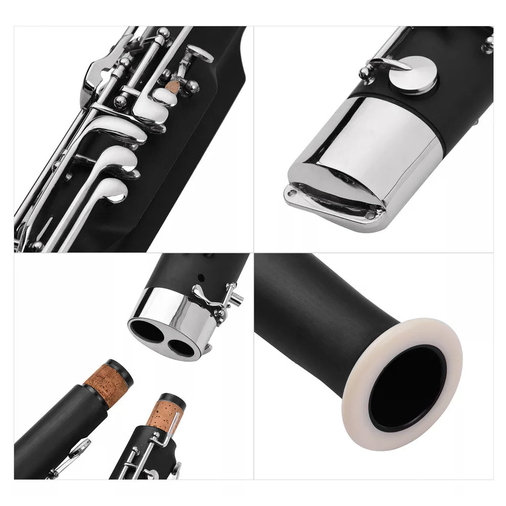 yinfente Ebonite Wood Bassoon C Key 26 Keys Woodwind Instrument with Case Accessories