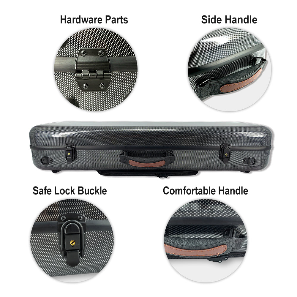 16 Inch Viola Case Durable Carbon Fiber Composite Oblong Viola Box Fit for 15-17Inch Adjustable, Viola Case Lightweight, 2.5 Kg