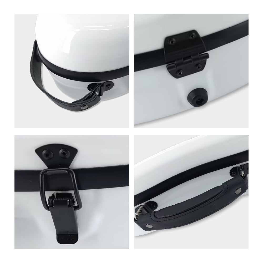 Lightweight Fiberglass Viola Case for 16 Inch to 16.5 Inch Size Hard Viola Case with Backstraps, 2.68 Kg, Waterproof Shell (White)