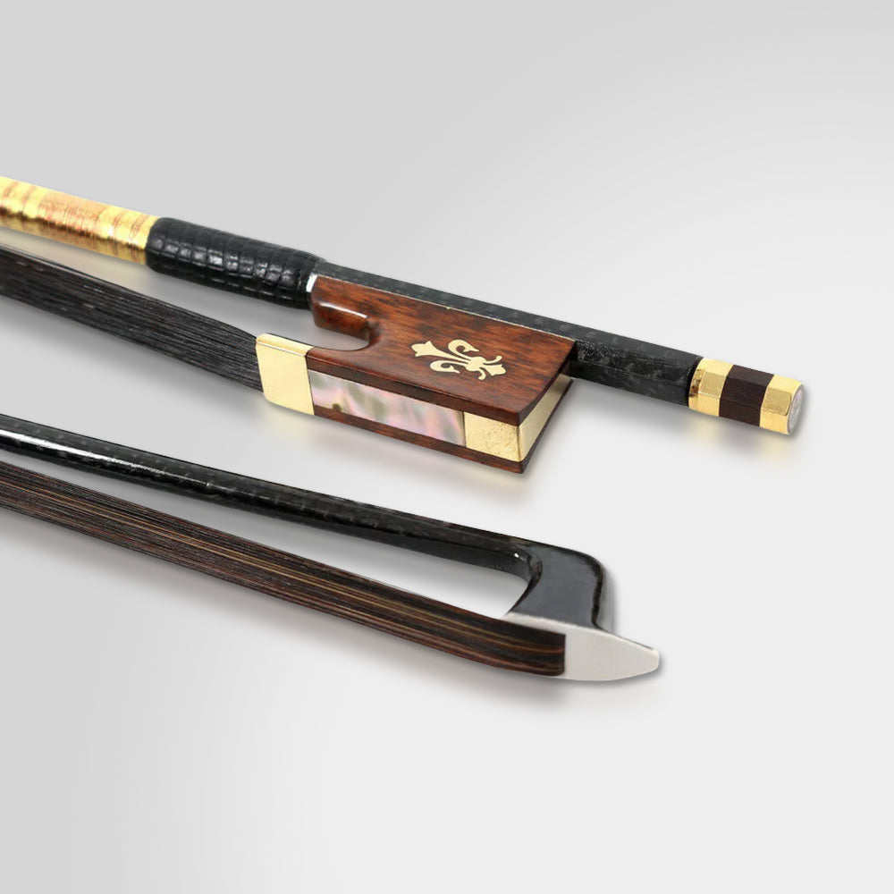 Yinfente 4/4 Carbon Fiber Violin Bow Snakewood Black Bow Horsehair Frog Violin Accessory