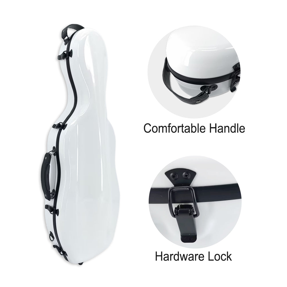 Lightweight Fiberglass Viola Case for 16 Inch to 16.5 Inch Size Hard Viola Case with Backstraps, 2.68 Kg, Waterproof Shell (White)