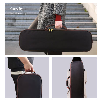 Yinfente Wooden Violin Case 4/4 Full Size, Oblong Hard Case for 4/4 Violin with Adjustable Straps&2 Bow Holder& Built-In Hygrometer Canvas Violin Bag