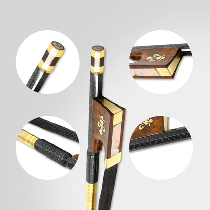 Yinfente 4/4 Carbon Fiber Violin Bow Snakewood Black Bow Horsehair Frog Violin Accessory