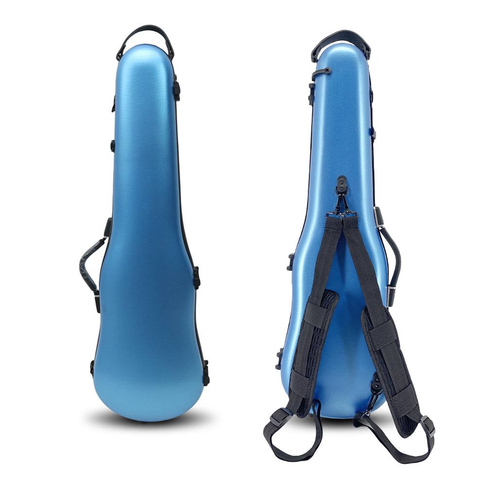 Yinfente Violin Case 4/4 Full Size Violin Box Silver Blue Color Mixed Carbon Fiber Violin Cases Strong Light (Blue)