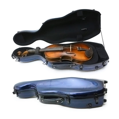 Yinfente Lightweight Fiberglass Viola Case for 16 Inch to 16.5 Inch Size Hard Viola Case with Backstraps, Waterproof Shell (Blue)