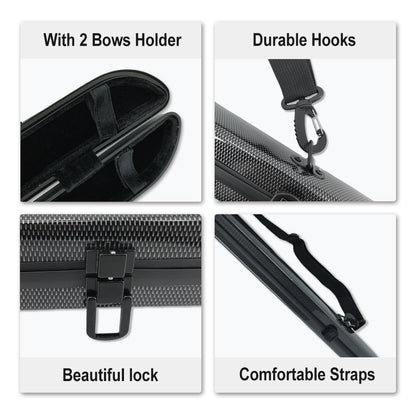 Yinfente Carbon Fiber Violin Viola Cello Bow Case Hard Carrying Case Lightweight Violin Bow Box Hold 2Pcs Bow Nice Protection (Black)