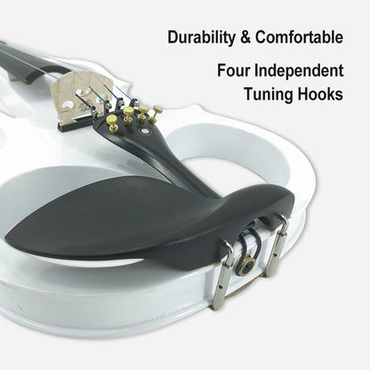 Yinfente Electric Viola White 16inch Solid Wood For Beginner,Adult,4 String Professional,Silent Electric Viola With Ebony Fittings