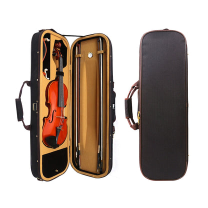 Yinfente Wooden Violin Case 4/4 Full Size, Oblong Hard Case for 4/4 Violin with Adjustable Straps&2 Bow Holder& Built-In Hygrometer Canvas Violin Bag