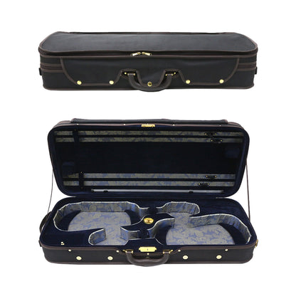 Yinfente Oblong Wooden Double Full Size Violin Case Viola Case for 15-16.5Inch with Adjustable Backstrap Four Bow Holders Thinck Padding