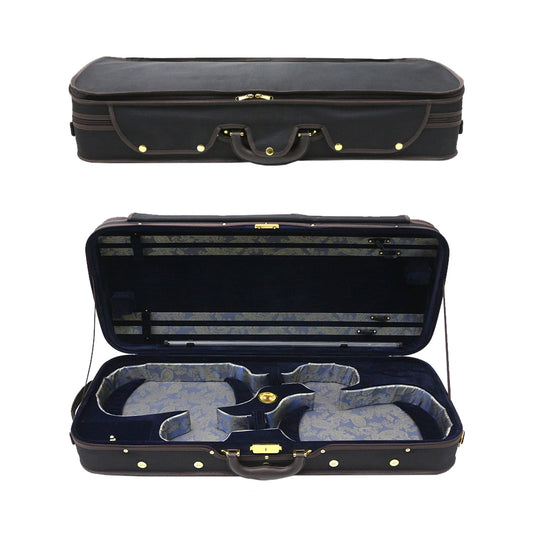 Yinfente Oblong Wooden Double Full Size Violin Case Viola Case for 15-16.5Inch with Adjustable Backstrap Four Bow Holders Thinck Padding