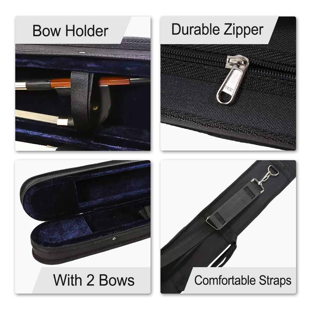 Yinfente Upright Double Bass Bow Case String Bass Box for German Bow French Style Carry 2Pcs Bass Bow Bag with Strap