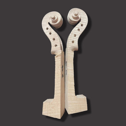 Yinfente Violin Neck 4 String Flamed Maple Wood Natural Finish DIY Violin Violin Parts (4/4)