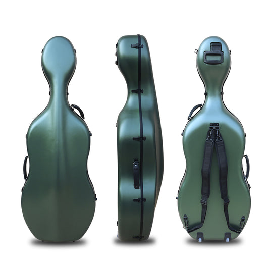Yinfente Cello Hard Case 4/4 with Wheels and Embedded handle Aviation Composite Materials Waterproof (Green)