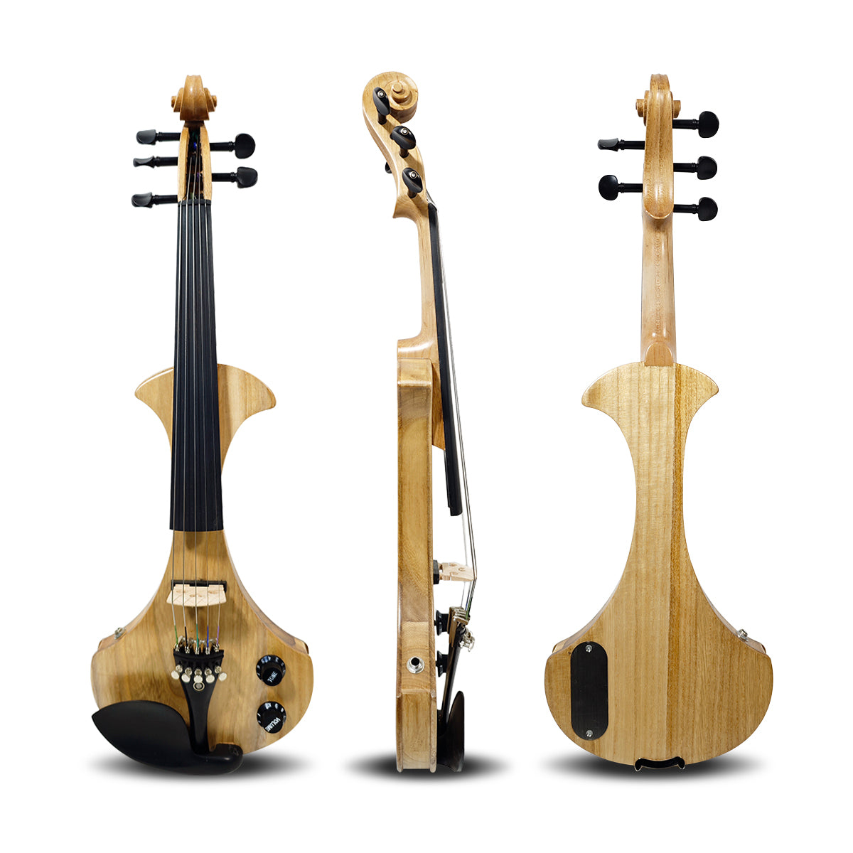 Yinfente 5 String Electric Violin 4/4 Solid wood Ebony Fittings Free Case Wood color