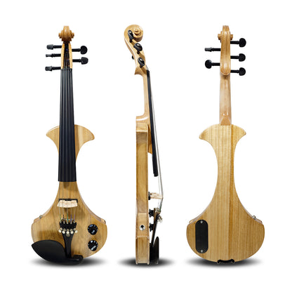Yinfente 5 String Electric Violin 4/4 Solid wood Ebony Fittings Free Case Wood color