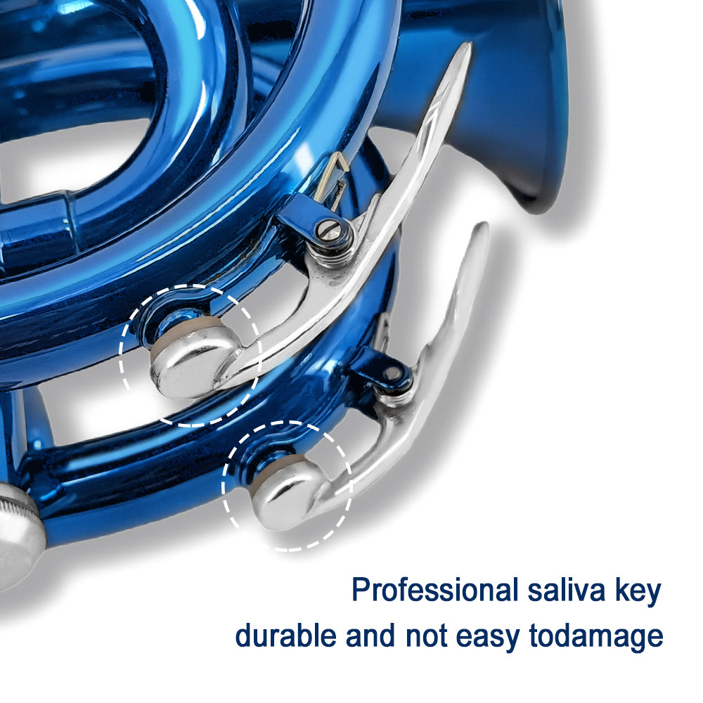 Bb Pocket Trumpet with Case,Mouthpiece, Cleaning Cloth Brass Musical Instruments for Students and Beginners (blue)