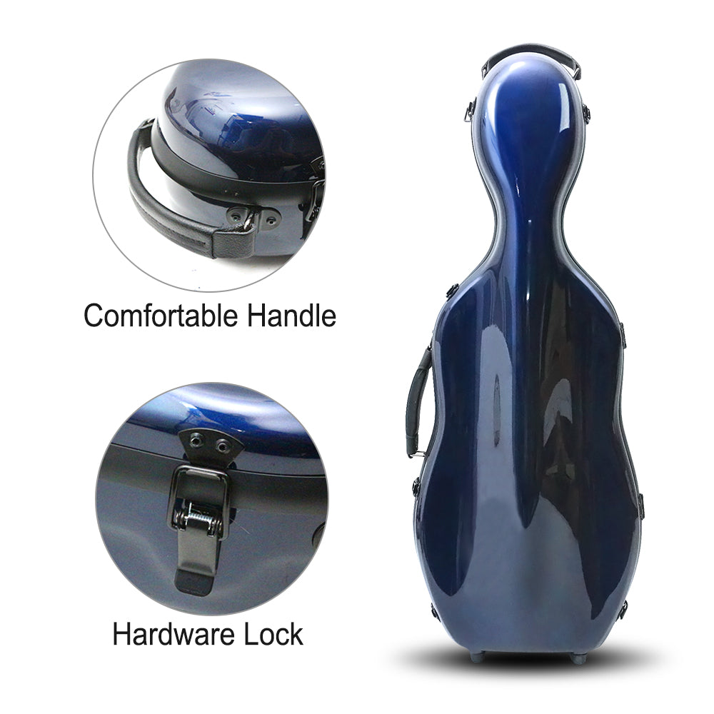 Yinfente Lightweight Fiberglass Viola Case for 16 Inch to 16.5 Inch Size Hard Viola Case with Backstraps, Waterproof Shell (Blue)