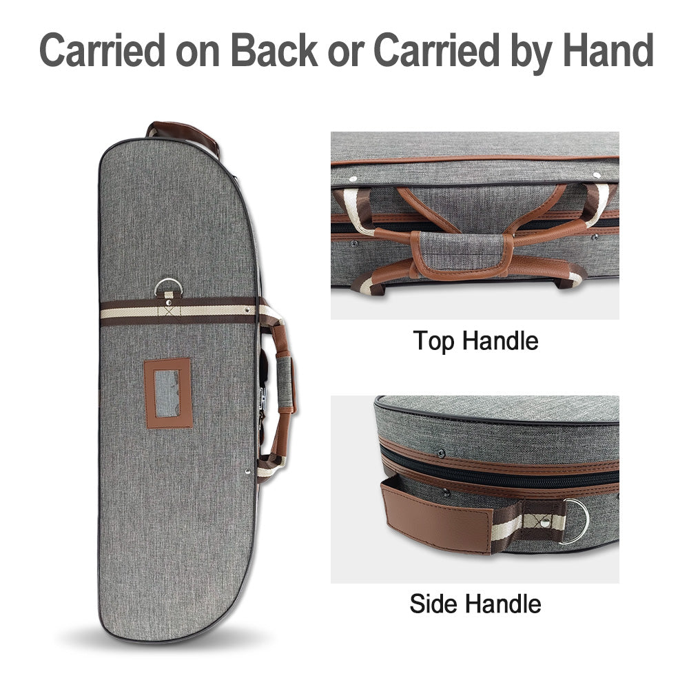 Violin Case 4/4 Full Size Nylon Oxford Lightweight Box Adjustable Shoulder Straps Travel Violin Case Bag (Grey)