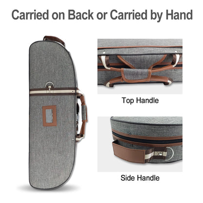 Violin Case 4/4 Full Size Nylon Oxford Lightweight Box Adjustable Shoulder Straps Travel Violin Case Bag (Grey)