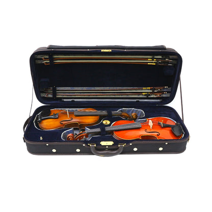 Yinfente Oblong Wooden Double Full Size Violin Case Viola Case for 15-16.5Inch with Adjustable Backstrap Four Bow Holders Thinck Padding