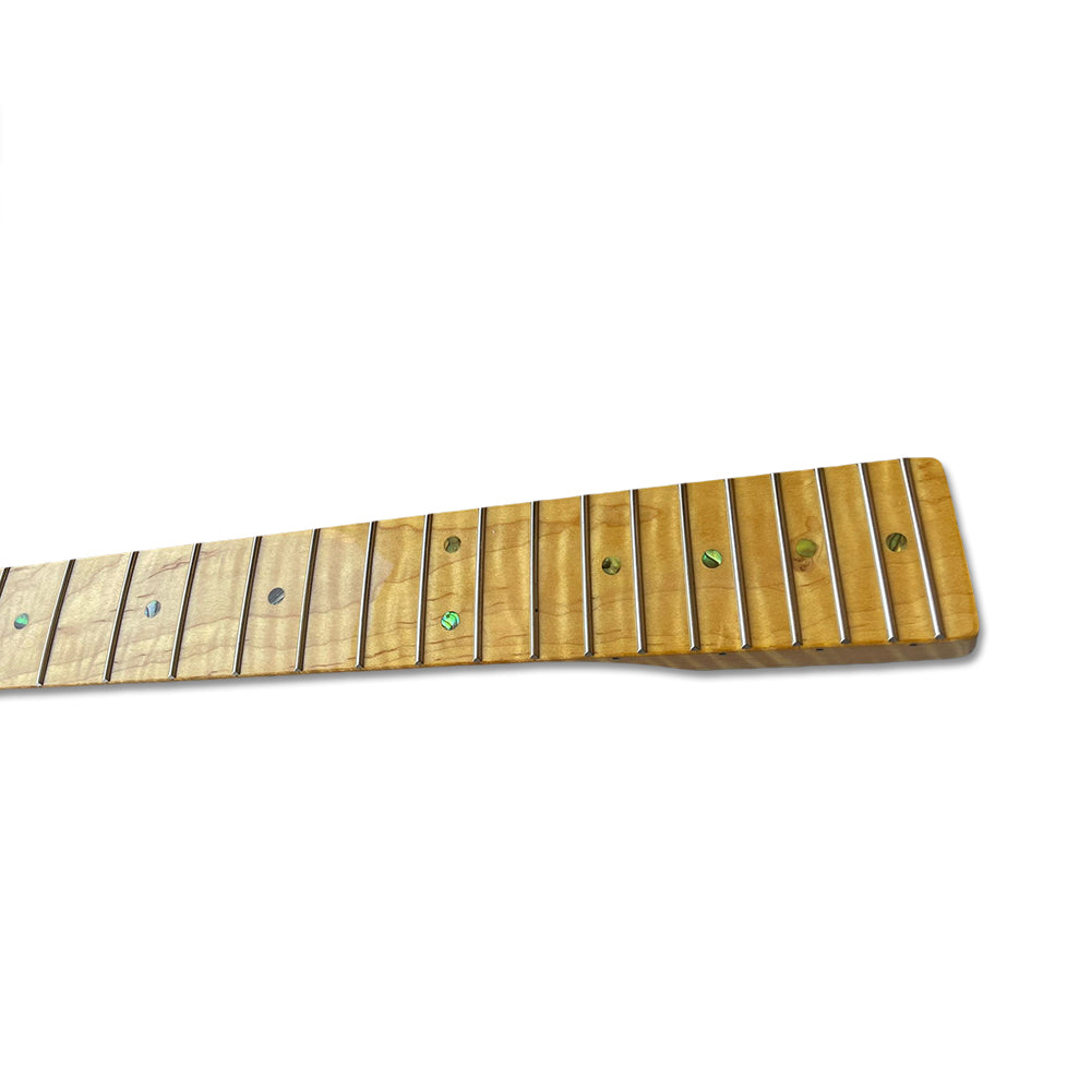 Yinfente Maple Guitar Neck 21 Fret 25.5 inch for Tele style electric guitar Clear Painting Flame Maple Dots inlay