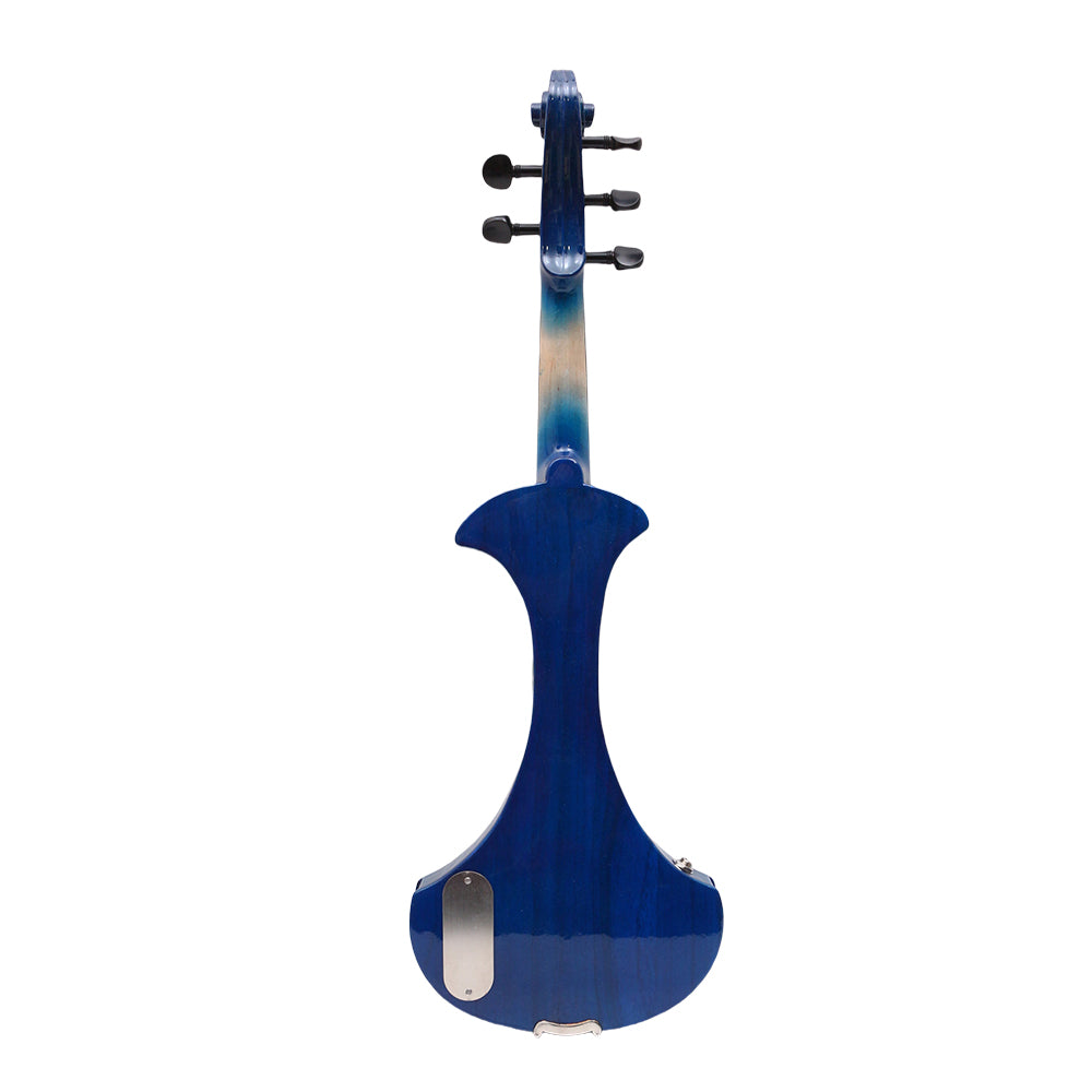 Blue Electric Violin Full Size 5 String Solid Wood Violin 4/4 Size with Ebony Fittings Big Jack Cable with Violin Bow and Case(Blue-5 String)
