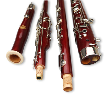 Yinfente Bassoon Maple Wooded Bassoon C Key 26 Keys Silver Plated Woodwind Instrument with Case Accessories