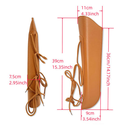Yinfente Upright Bass Bow Quiver, Leather Bass Bow Case, Sturdy Bow Bag Holder for German and French Bass Bow, Bass Instrument Strings Accessories (Brown)