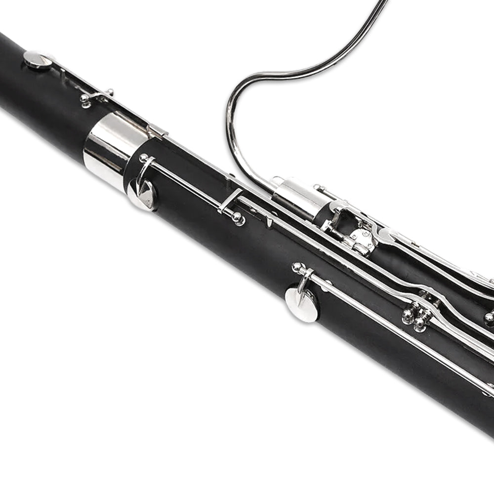 yinfente Ebonite Wood Bassoon C Key 26 Keys Woodwind Instrument with Case Accessories