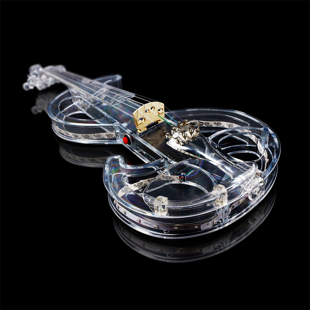 Transparent Violin Acrylic Electric Violin 4/4 Full Size Violin Kit with LED Bow, Chin Rest, Shoulder Rest, Cable and Case #EV6 (EV6)