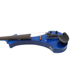 Blue Electric Violin Full Size 5 String Solid Wood Violin 4/4 Size with Ebony Fittings Big Jack Cable with Violin Bow and Case(Blue-5 String)
