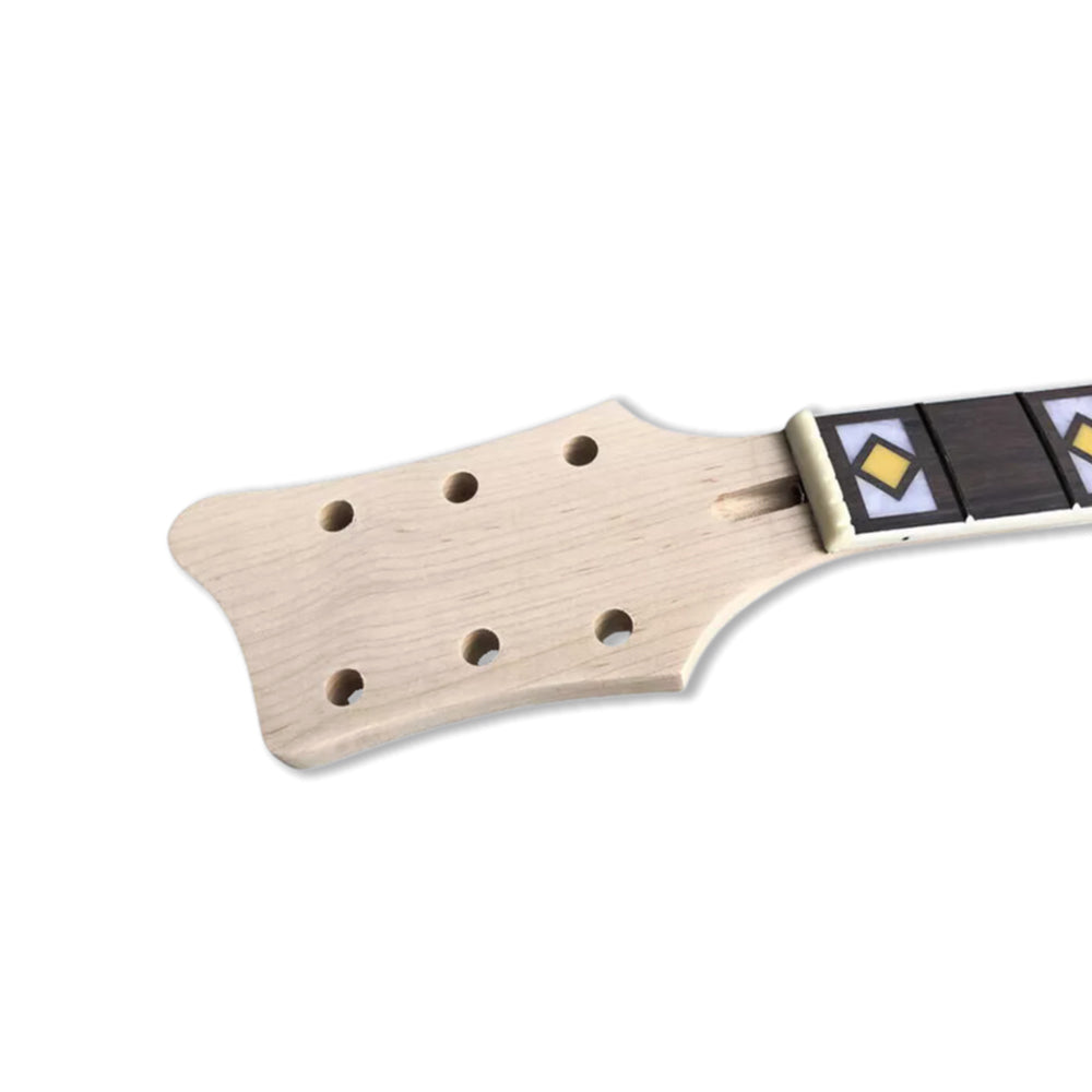 Yinfente Guitar Neck 22Fret 24.75Inch Maple Wood Rosewood Fretboard Block Inlay Bolt on Heel DIY Guitar Replacement (24.75Inch)