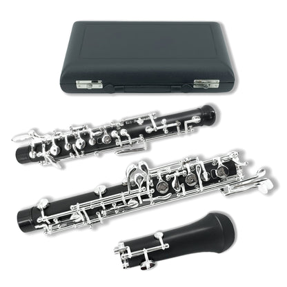 Yinfente Professional Oboe Ebonite C Key Left F Resonance Semi-Automatic Woodwind Instrument with Oboe Reed&Gloves&Leather Case+ Carry Bag&Cleaning Cloth&Cap Cork&Grease&Screwdriver