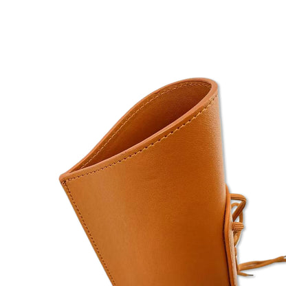 Yinfente Upright Bass Bow Quiver, Leather Bass Bow Case, Sturdy Bow Bag Holder for German and French Bass Bow, Bass Instrument Strings Accessories (Brown)