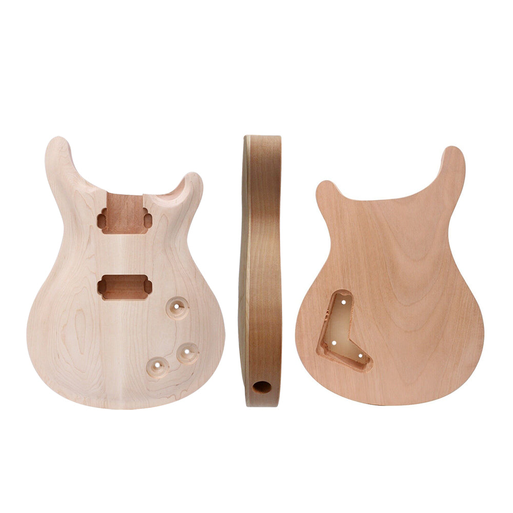 Yinfente 1Set Guitar Kit Guitar Neck 22Fret 24.75Inch Guitar Body Mahogany Maple Cap Dot Inlay Set in DIY