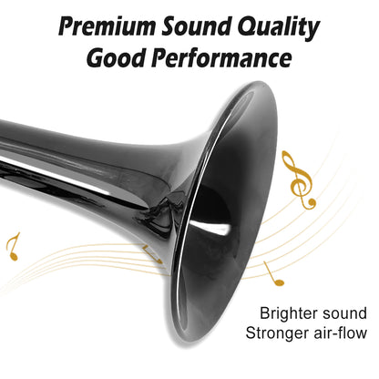 Yinfente Bb Standard Black Trumpet Set for Beginner or Advance Student, Brass Student Trumpet Instrument With Hard Case, 7C Mouthpiece, Cleaning Kit