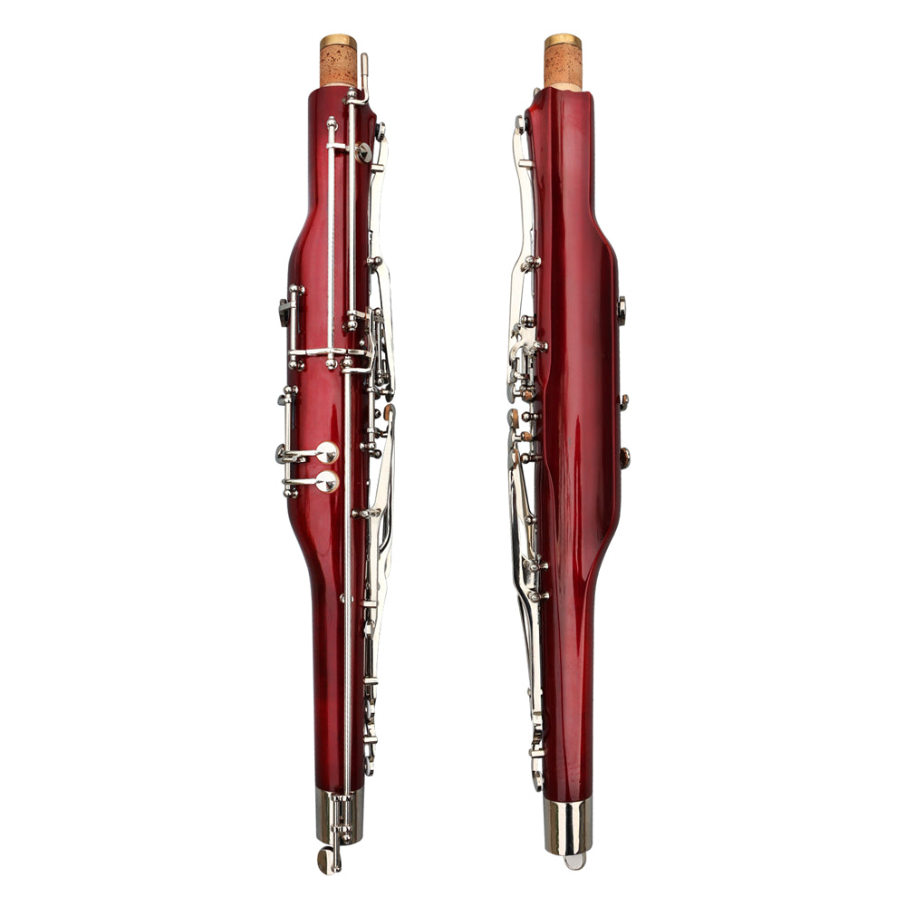 Yinfente Bassoon Maple Wooded Bassoon C Key 26 Keys Silver Plated Woodwind Instrument with Case Accessories