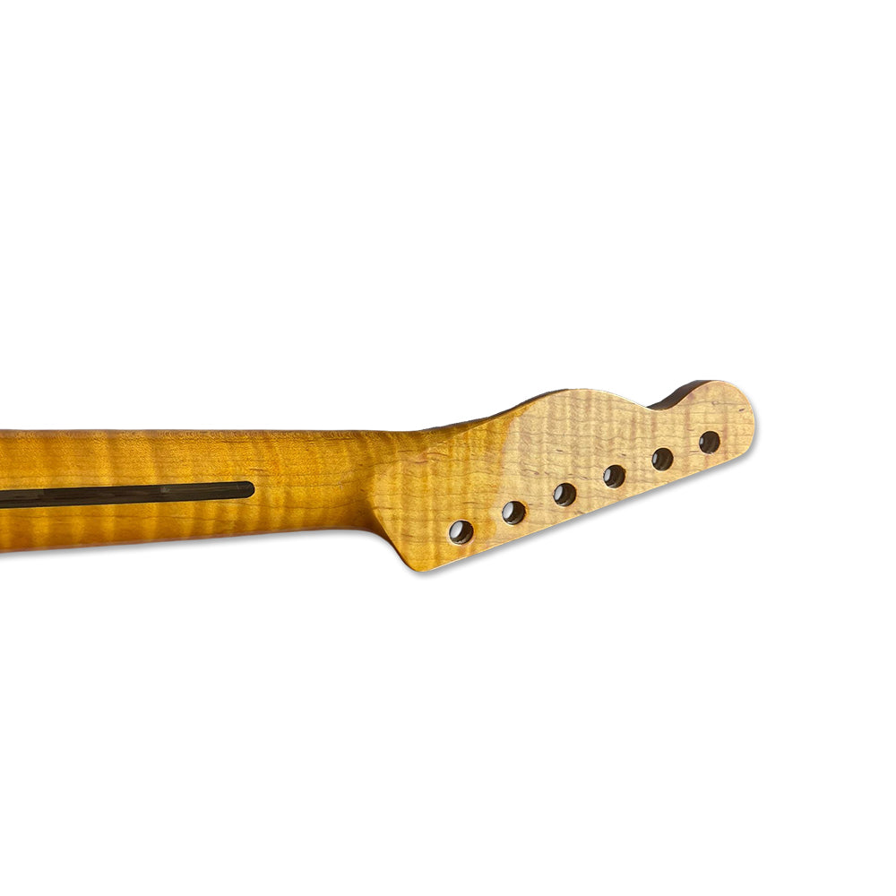 Yinfente Maple Guitar Neck 21 Fret 25.5 inch for Tele style electric guitar Clear Painting Flame Maple Dots inlay