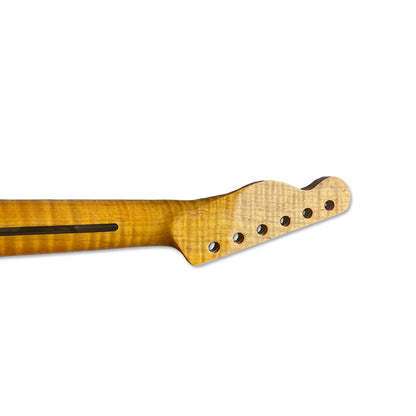 Yinfente Maple Guitar Neck 21 Fret 25.5 inch for Tele style electric guitar Clear Painting Flame Maple Dots inlay