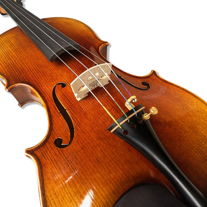 4/4 Full Size Acoustic Violin a Piece of Flame Maple Solid Wood Spruce Top Ebony Fittings 4 String with Case,Bow Handcrafted for Beginner