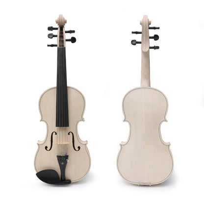 4/4 Violin Full Size White Violin Unfinished 5String Violin with Ebony Fittings Maple Spruce Wood Professional
