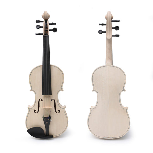 4/4 Violin Full Size White Violin Unfinished 5String Violin with Ebony Fittings Maple Spruce Wood Professional