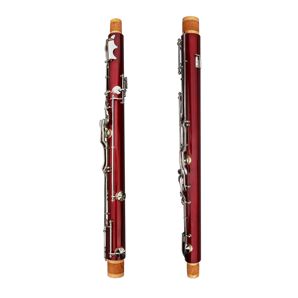 Yinfente Bassoon Maple Wooded Bassoon C Key 26 Keys Silver Plated Woodwind Instrument with Case Accessories