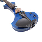 Blue Electric Violin Full Size 5 String Solid Wood Violin 4/4 Size with Ebony Fittings Big Jack Cable with Violin Bow and Case(Blue-5 String)