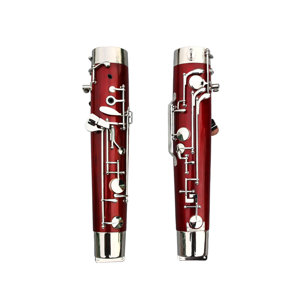 Yinfente Bassoon Maple Wooded Bassoon C Key 26 Keys Silver Plated Woodwind Instrument with Case Accessories