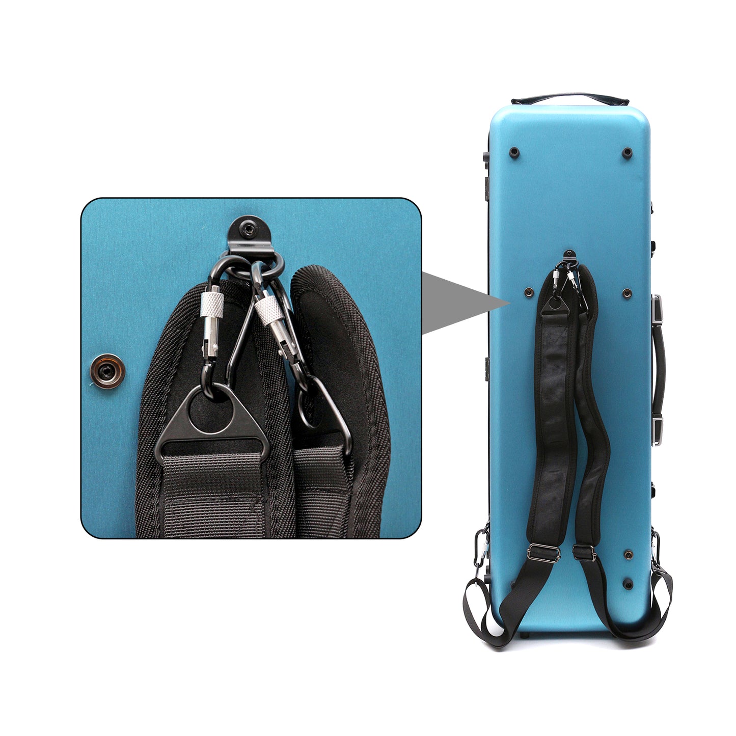 Violin Case 4/4 Full Size Strength Carbon Fiber Hard Shell Durable Handles Internal Storage with Backpack Straps Music Sheet Bag (Blue,Safety Lock)